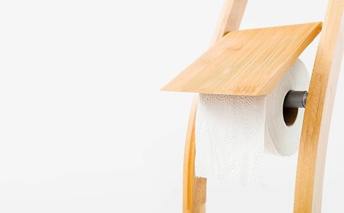 Copy space toilet paper household