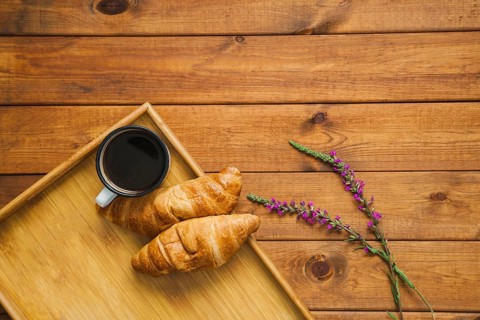 Croissants coffee romantic arrangement