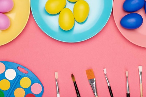 Easter eggs coloring process