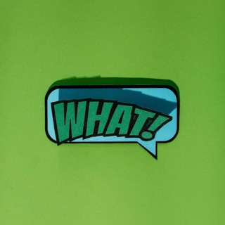Green what text speech bubble green background