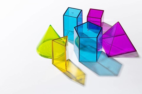 High angle colorful translucent shapes