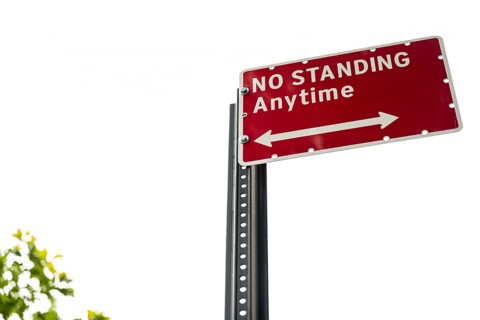 No standing street sign closeup
