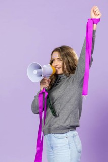 Portrait female activist protesting