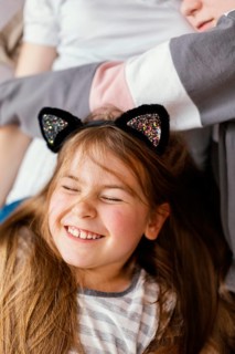 Portrait smiley girl home