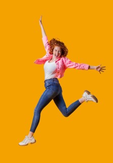 Portrait young woman jumping 8