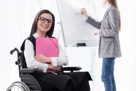Smiley woman wheelchair