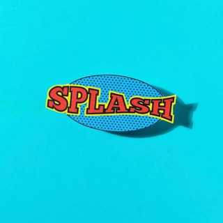 Splash wording sound effect comic speech bubble turquoise background