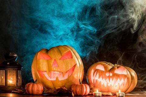 Spooky carved pumpkins halloween