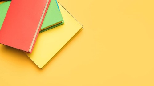 Stack books with vivid covers