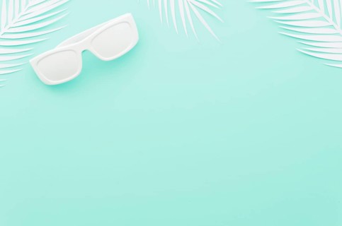 Sunglasses with white palm leaves