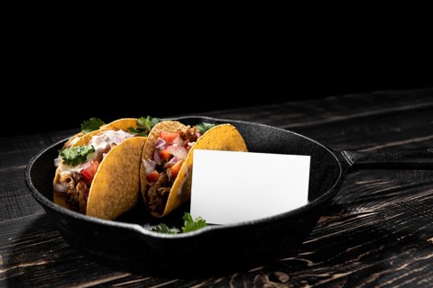 Tacos with meat vegetables parsley