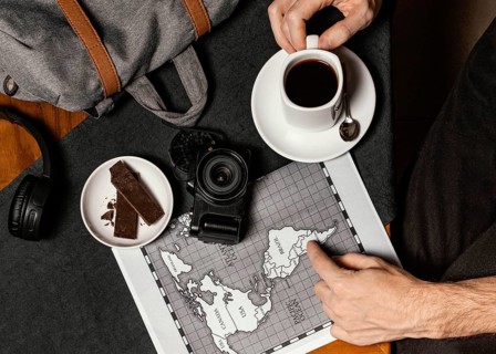 Top view assortment different traveling elements 2