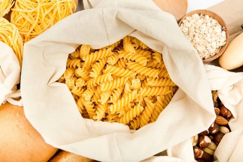 Top view bag with pasta assortment nuts