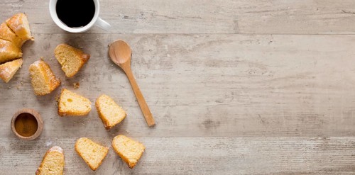 Top view cake slices with copy space