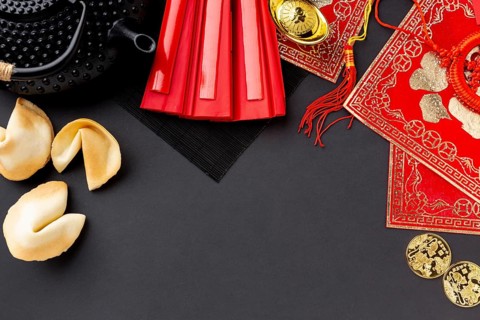Topview fortune cookies tea pot chinese new year