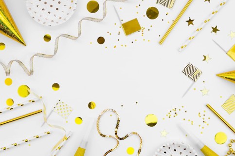 Top view frame with new year accessories