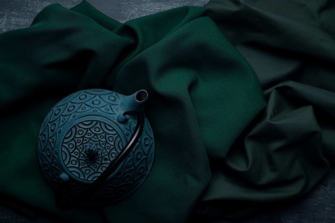 Top view japanese teapot cloth