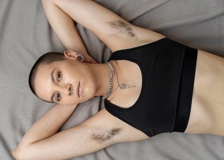 Top view woman with body hair