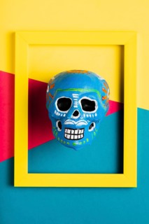 Top view yellow frame with blue skull