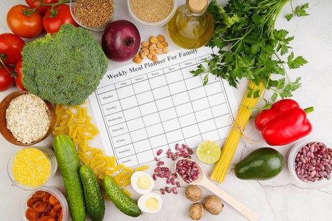 Weekly meal planner family concept