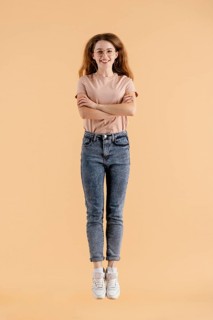 Young female model jumping 2