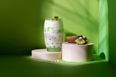 Assortment healthy breakfast meal with yogurt