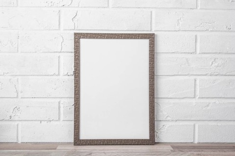 Blank frame shelf white wall
