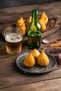Brazilian food plate beer glass