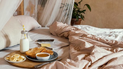 Breakfast bed high angle