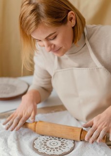 Close up smiley woman doing pottery 2