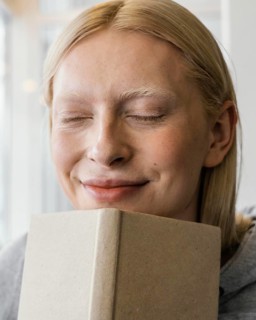 Close up woman holding notebook