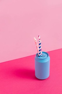 Colorful plastic straw collection can