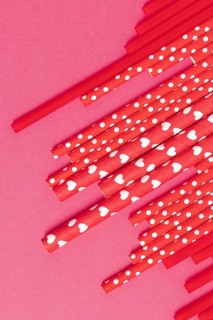 Colorful plastic straw collection top view 2