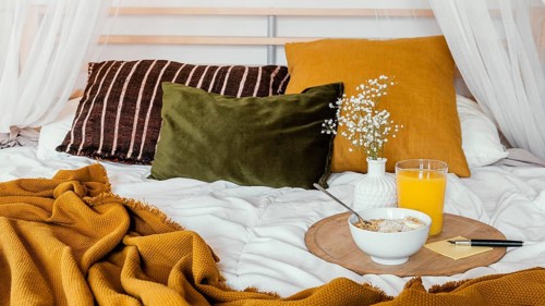 Delicious breakfast bed concept