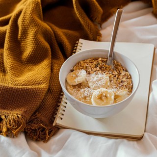 Delicious breakfast with cereals banana