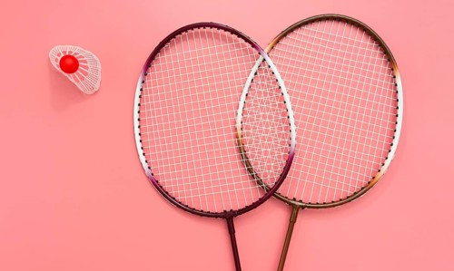 Flat lay badminton set
