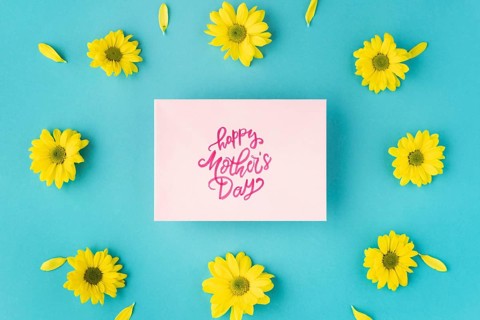 Flat lay beautiful arrangement mother s day 3