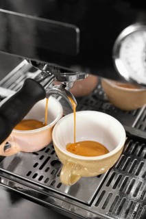 High angle coffee making with machine