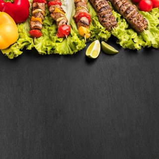 High angle delicious kebab with copy space
