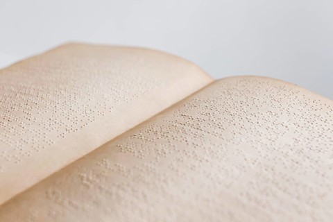 High angle old braille book