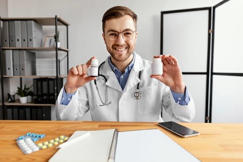 Medium shot doctor holding medicine 2