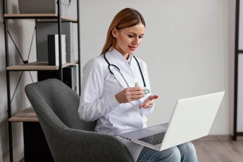 Medium shot doctor sitting chair
