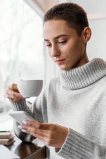 Medium shot woman holding cup 2