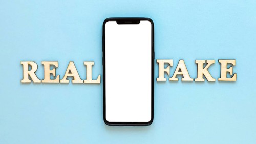 Mobile with fake news letters
