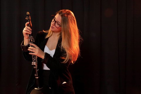 Musician celebrating jazz day event