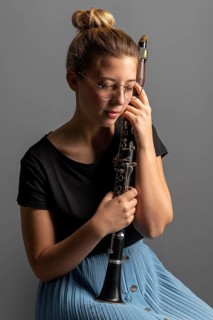 Passionate musician celebrating jazz day event