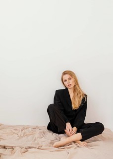 Portrait beautiful young female wearing formal suit 3