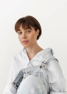 Portrait beautiful young female wearing jumpsuit 5