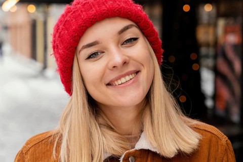 Portrait smiley woman