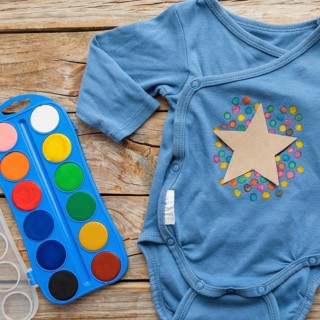 Top view baby clothing watercolor